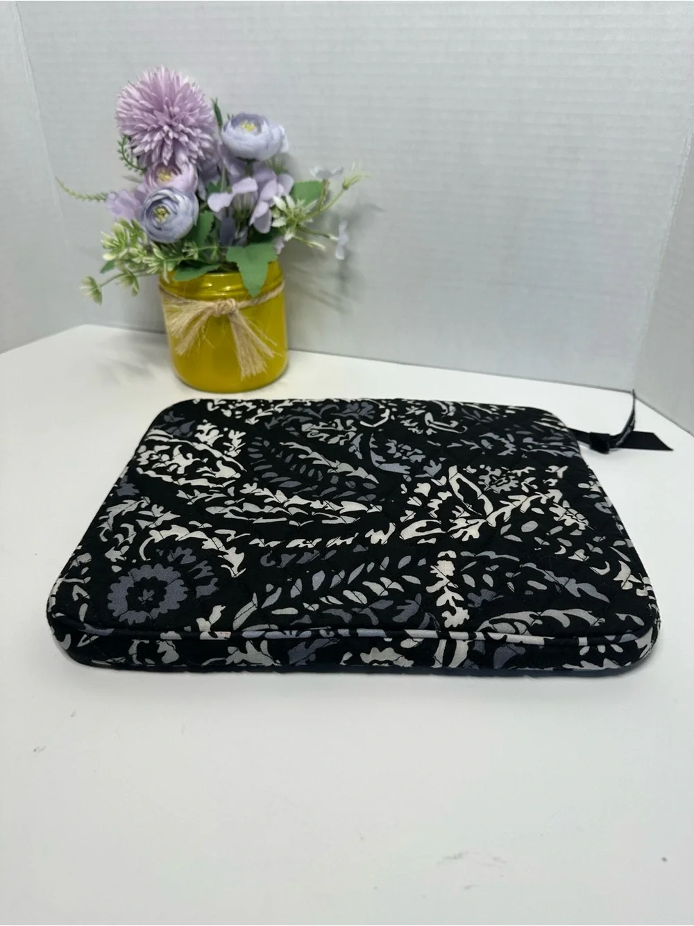 Vera Bradley Black & Cream Floral Quilted Zip Pouch
